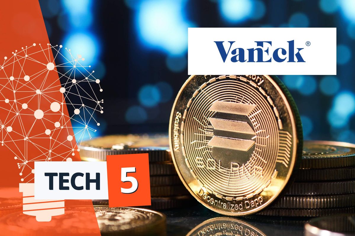 Solana coin with VanEck logo.