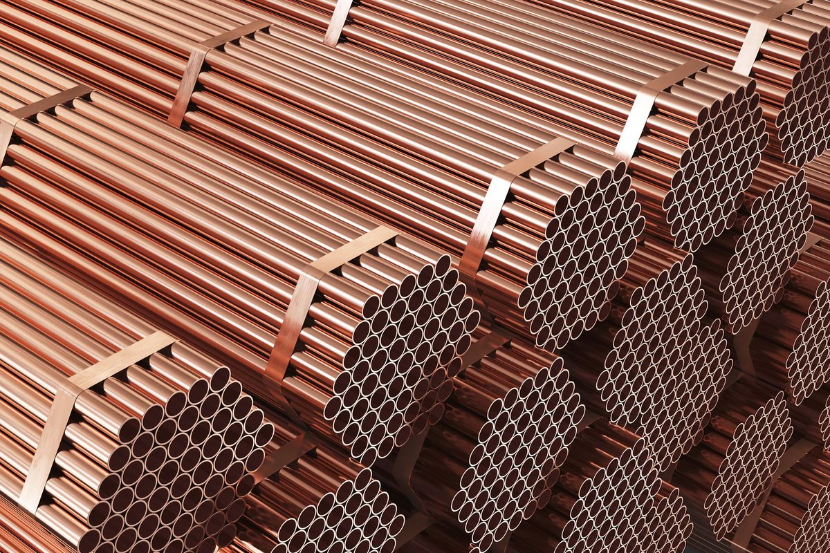 stacked copper pipes