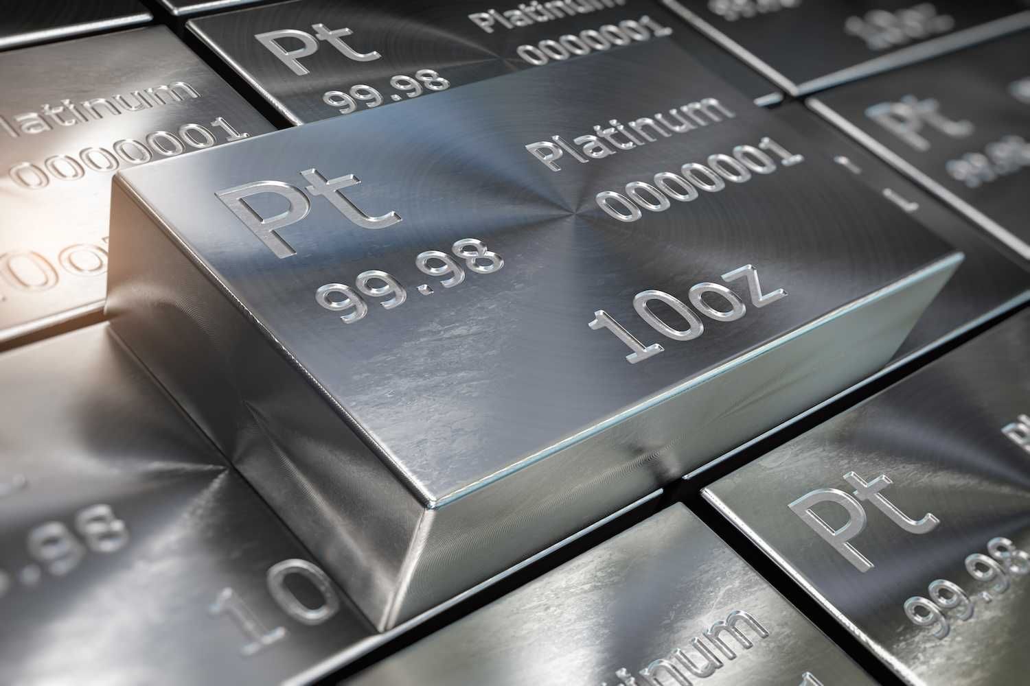 Stacked platinum bars with shiny finish.