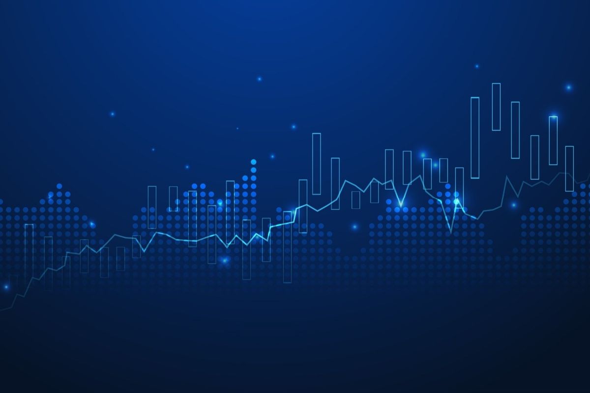 Stock chart moving up.