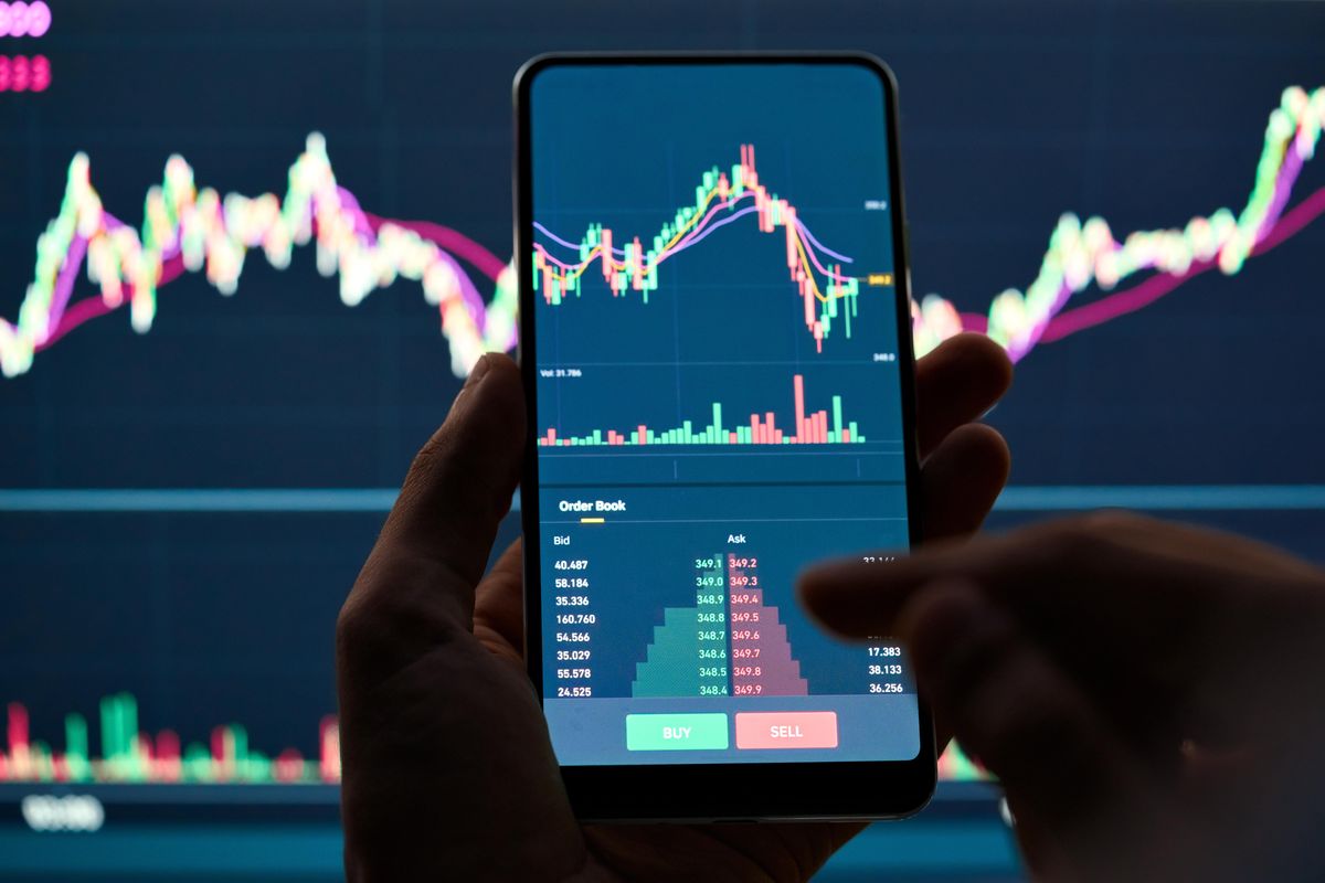 stock chart on cell phone