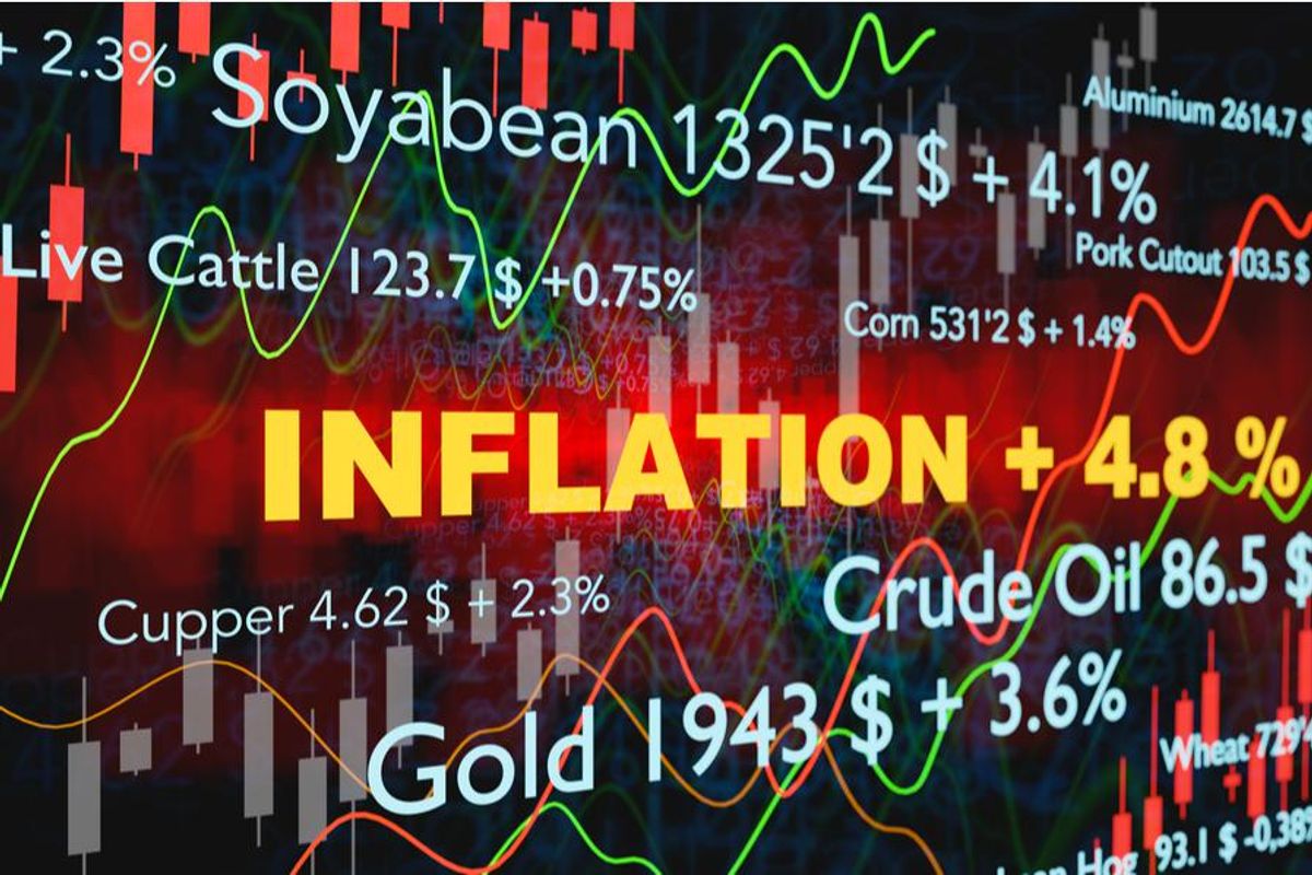 stock charts with the word "inflation"