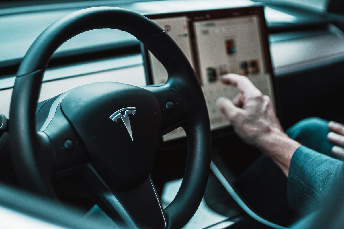 Tesla steering wheel. 