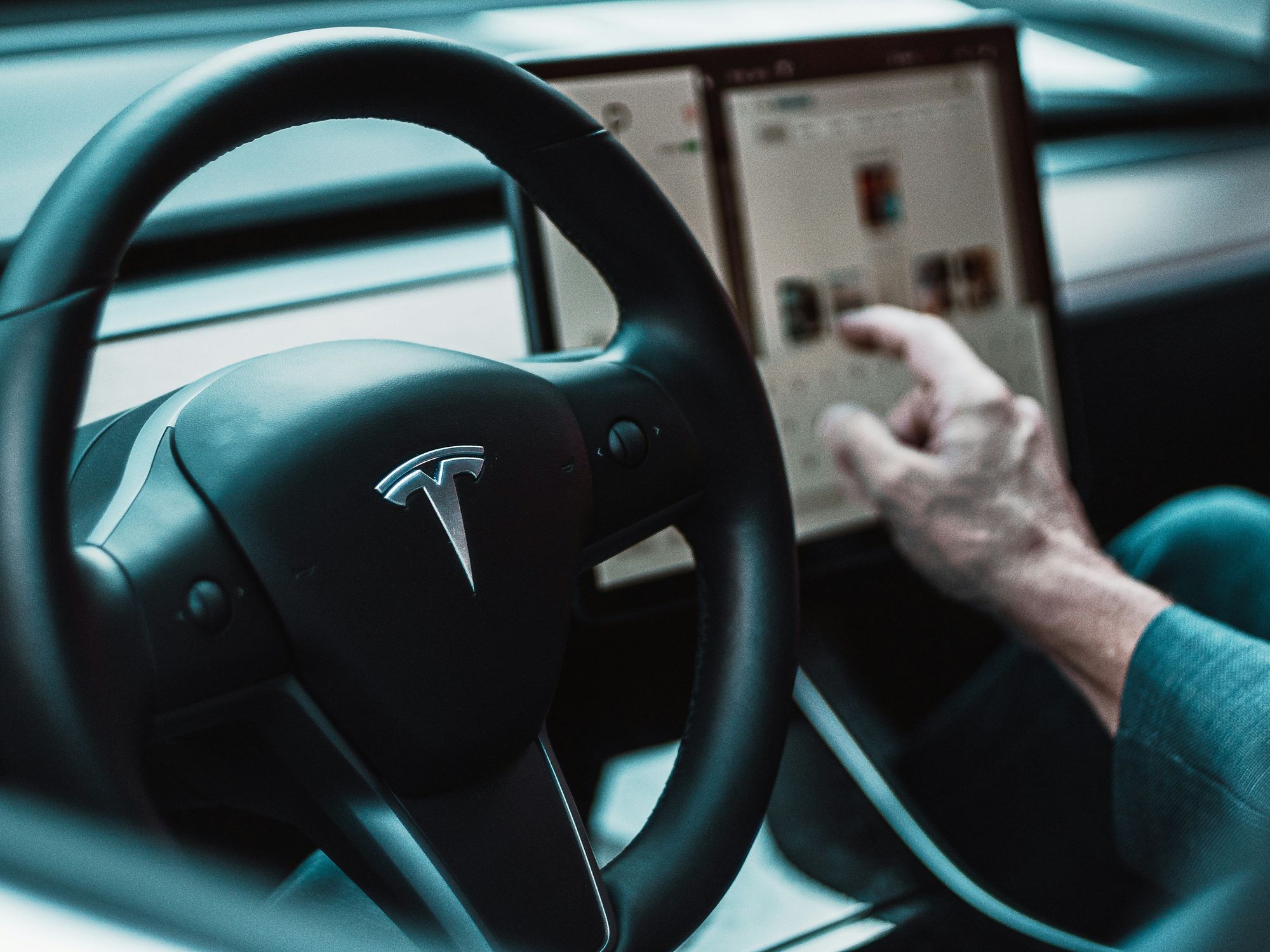 Tesla steering wheel.