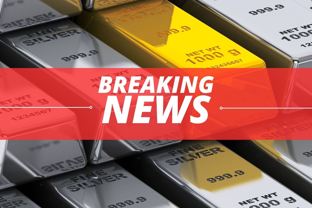 text saying "breaking news" with gold and silver bars