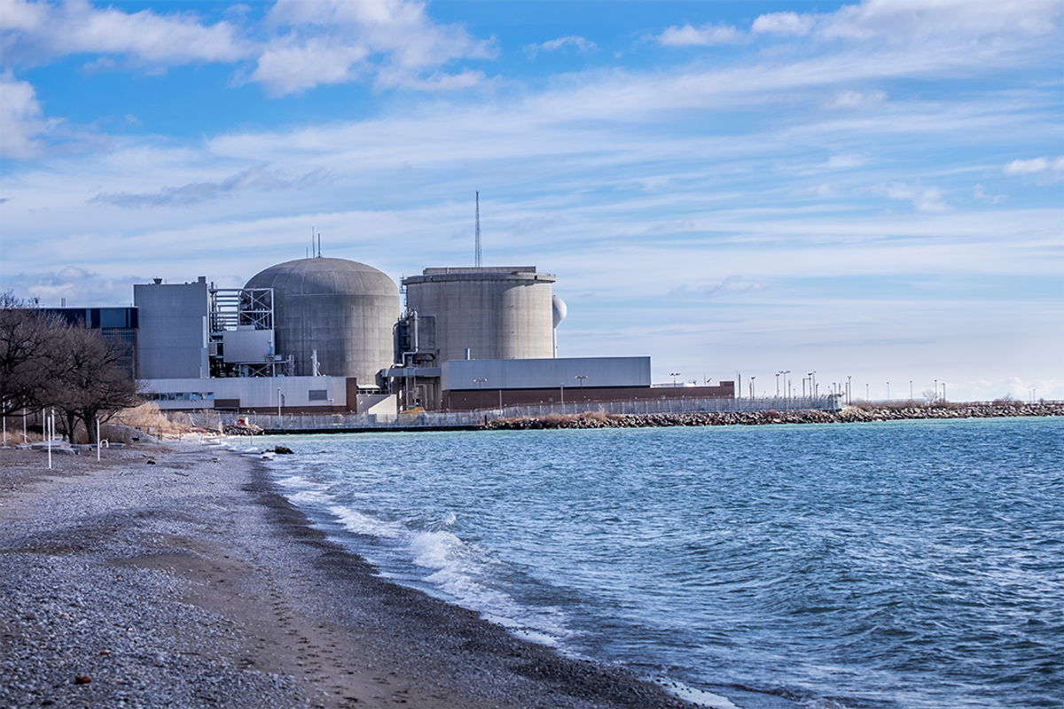 The Pickering nuclear power plant as seen from Beachfront Park in Ontario, Canada.
