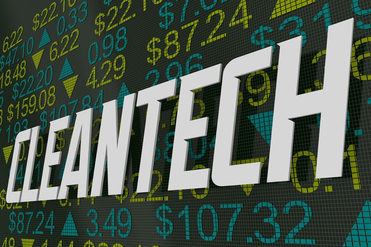 the word "cleantech' over a stock chart