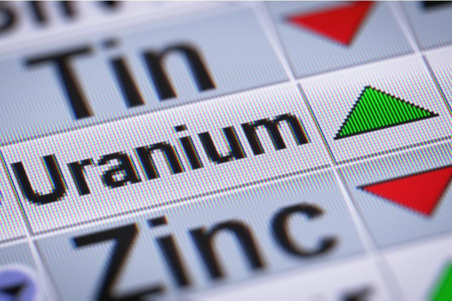 the word "uranium" beside a green arrow pointing up