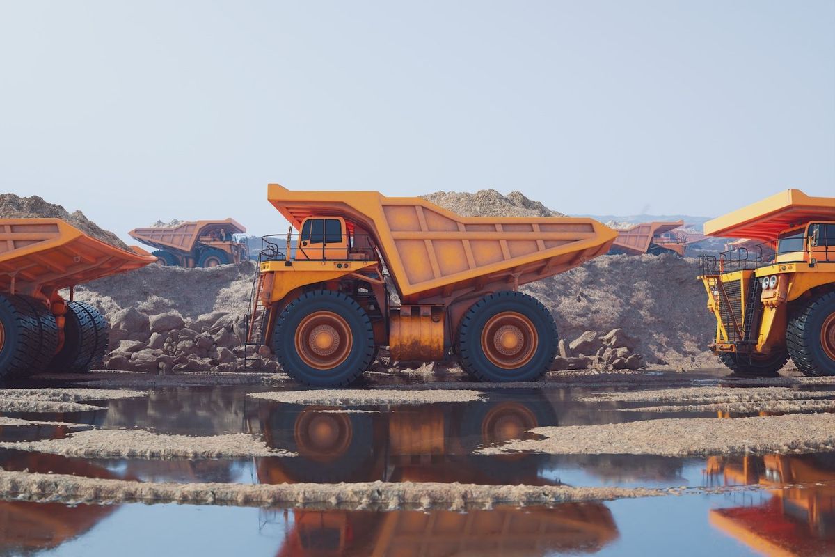Three haul trucks.