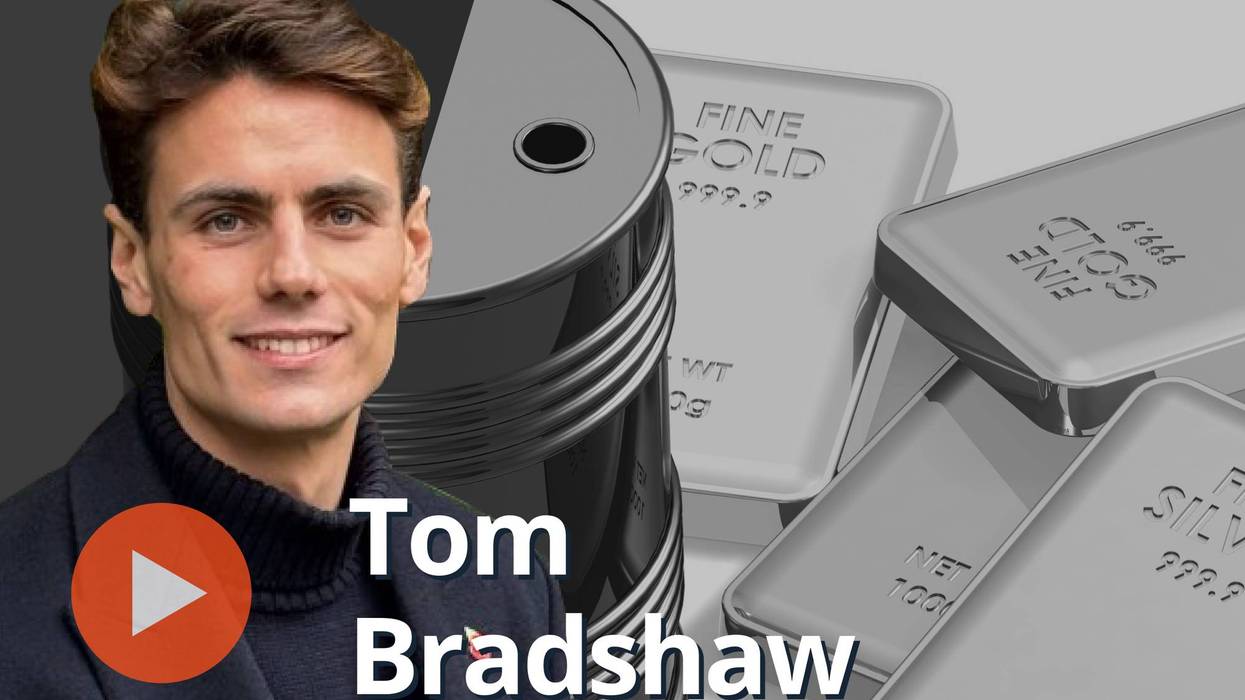 Tom Bradshaw, oil barrel and gold bars.