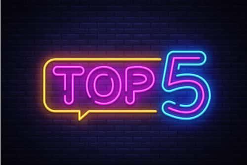 top 5 neon sign on brick wall