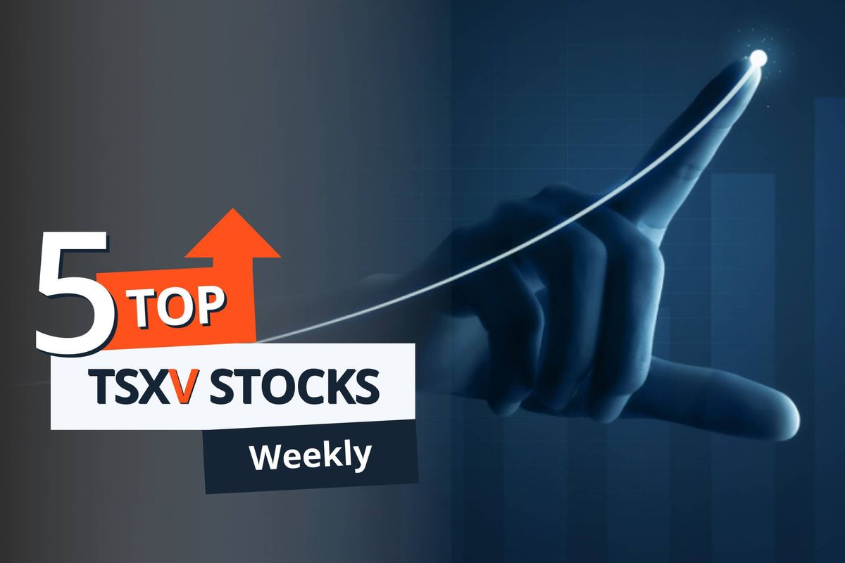 top tsxv stocks; finger pointing to the high point on an upwards line