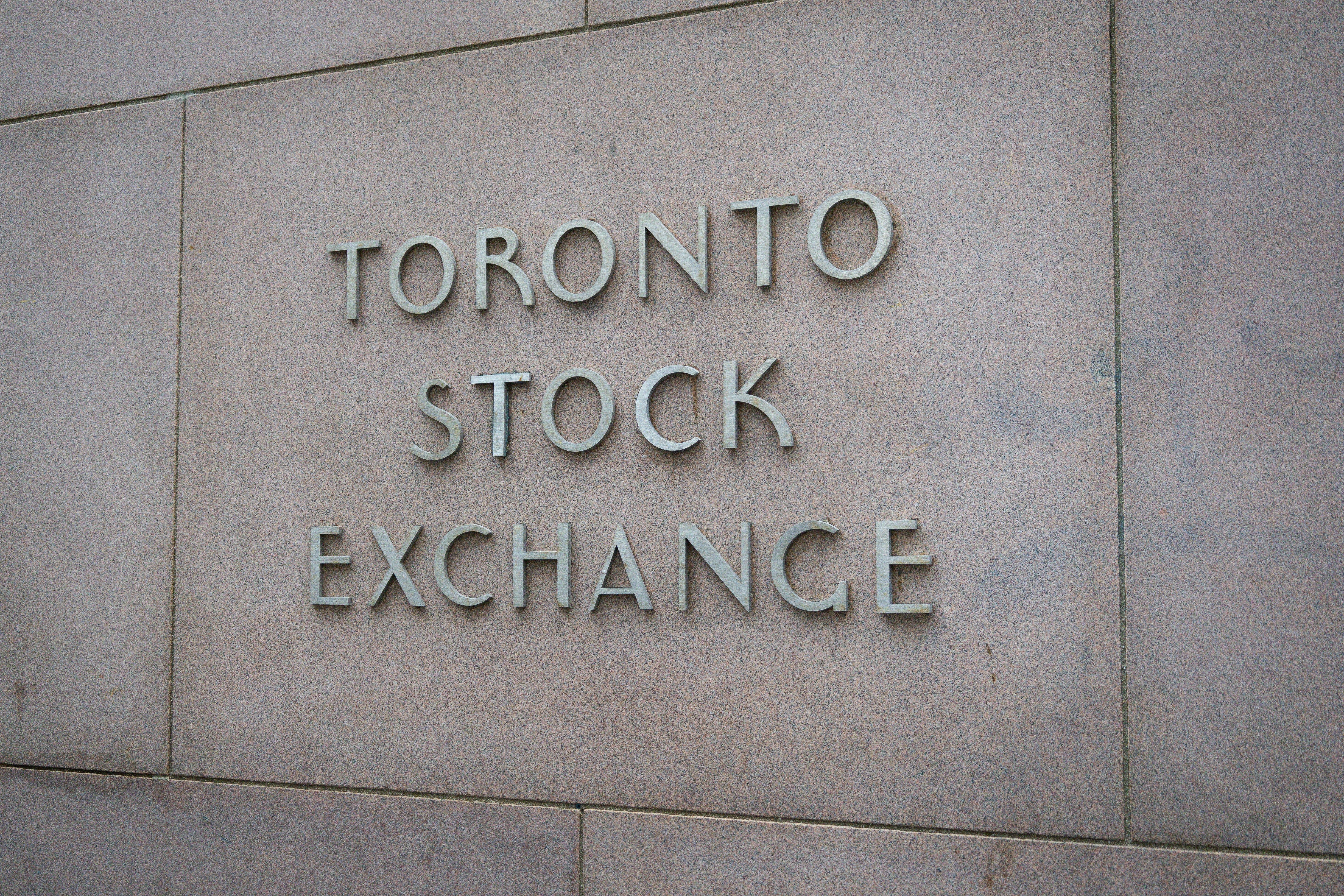 Toronto Stock Exchange sign.