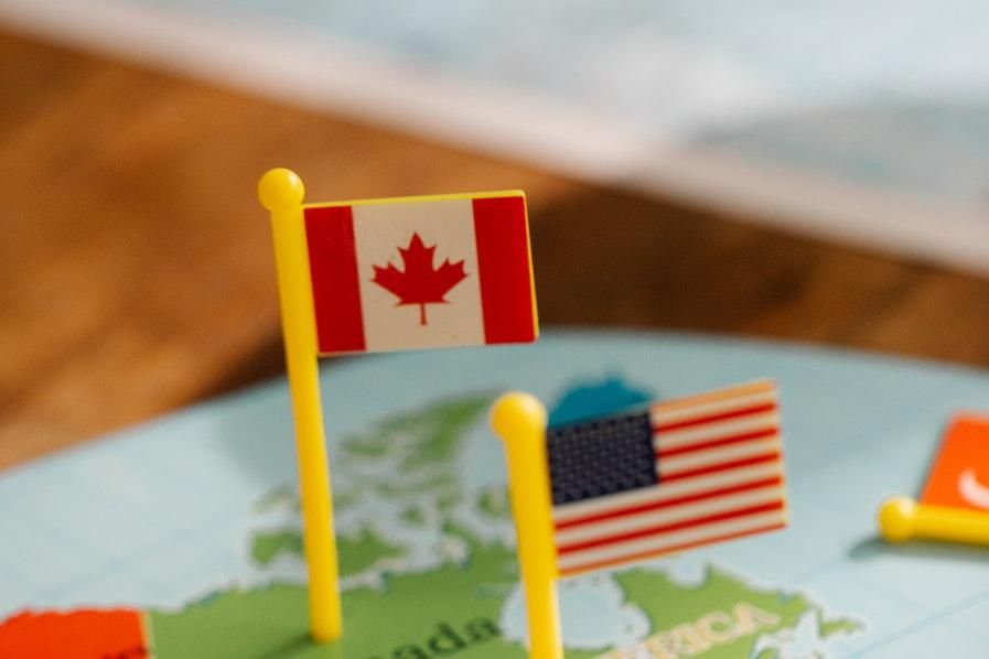 toy canada and us flags 