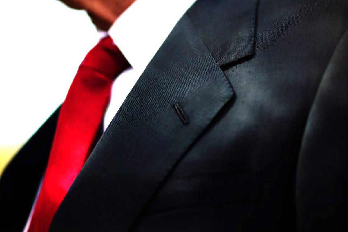 Trump in suit and tie.