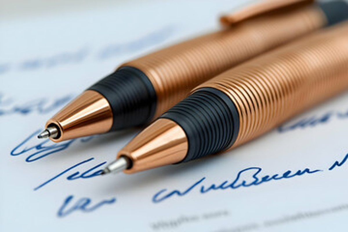 Two copper-colored pens.