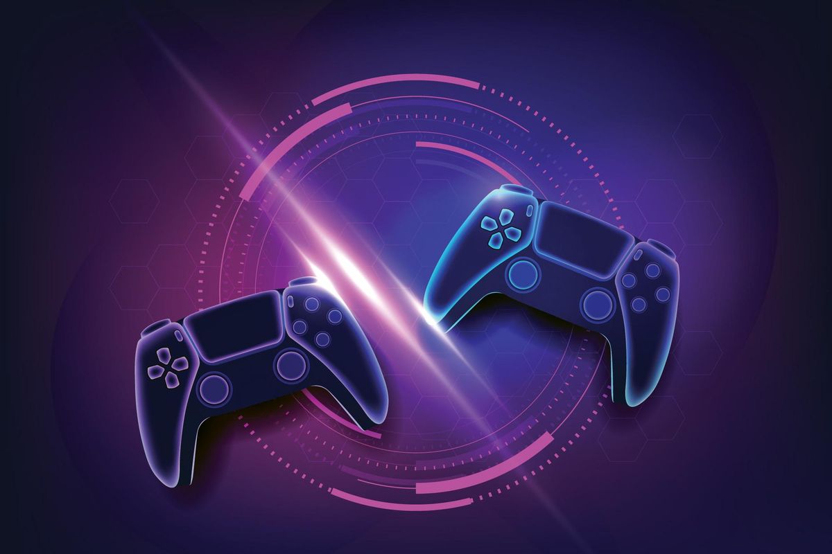 two video game controllers