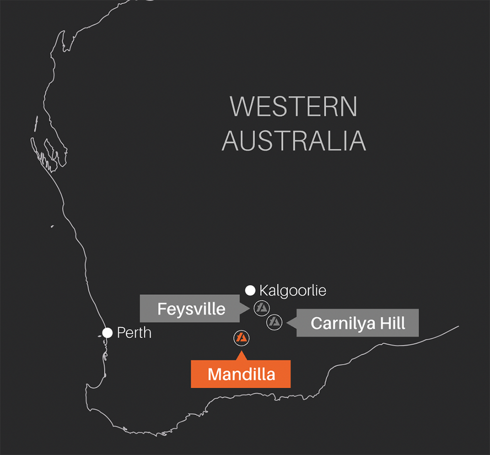 u200bAstral Resources' Mandilla gold project location