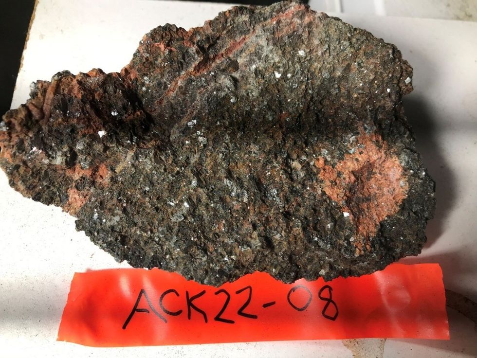 u200bFigure 1: Massive zinnwaldite sample with remnant granite relics
