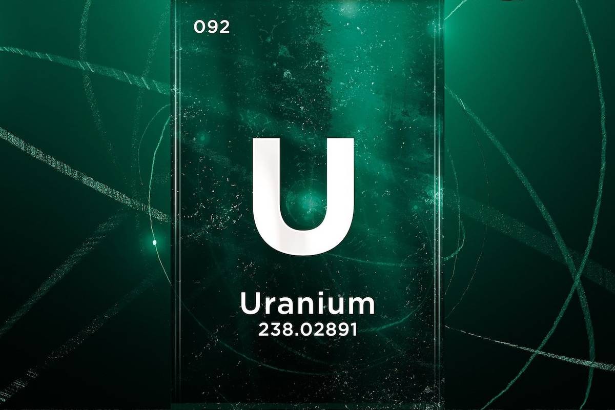 Uranium periodic symbol.