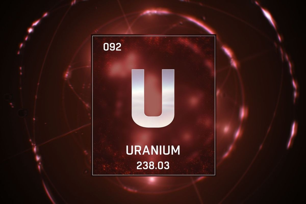 Uranium periodic symbol.