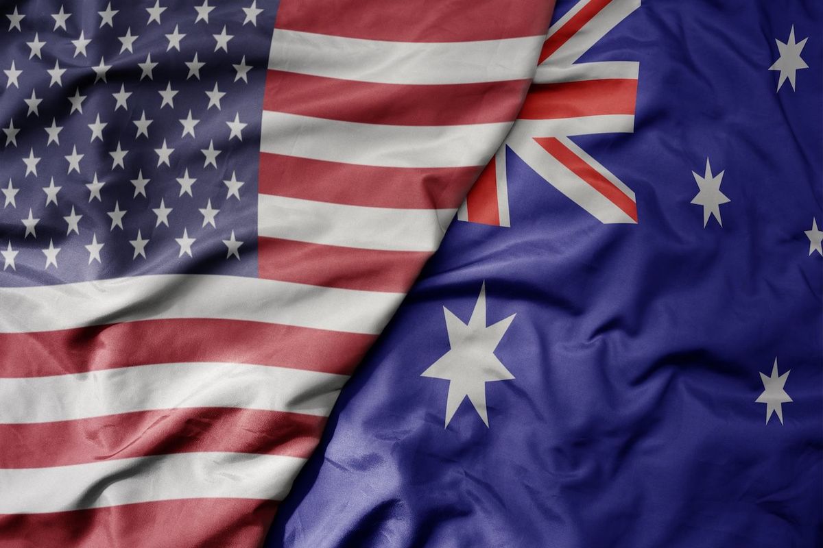 US and Australian flags.