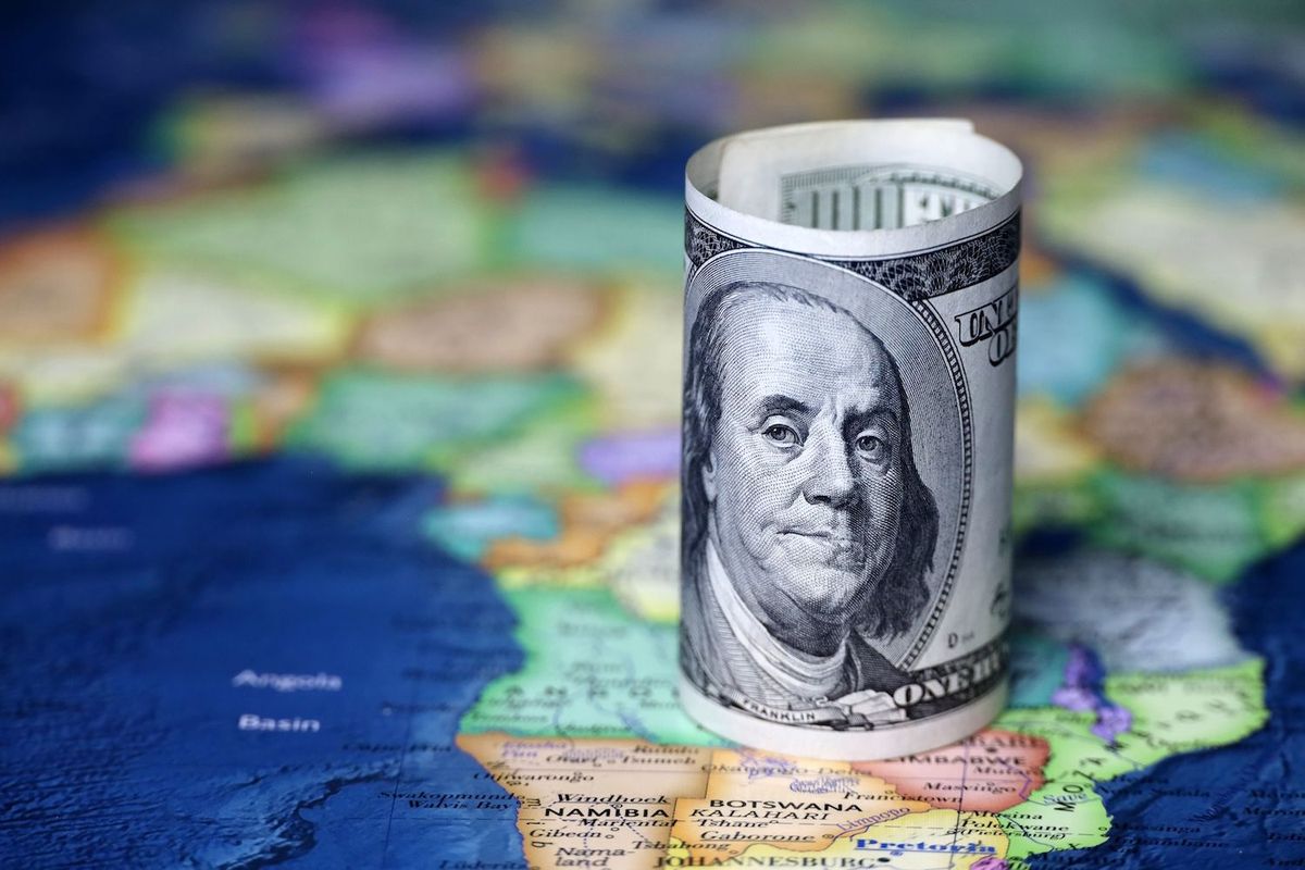 US bill on map of Africa.