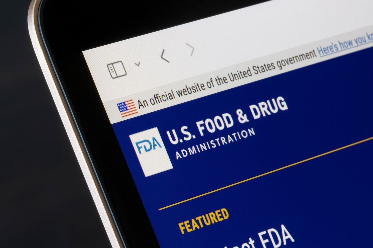 US Food and Drug Administration website on a phone screen.