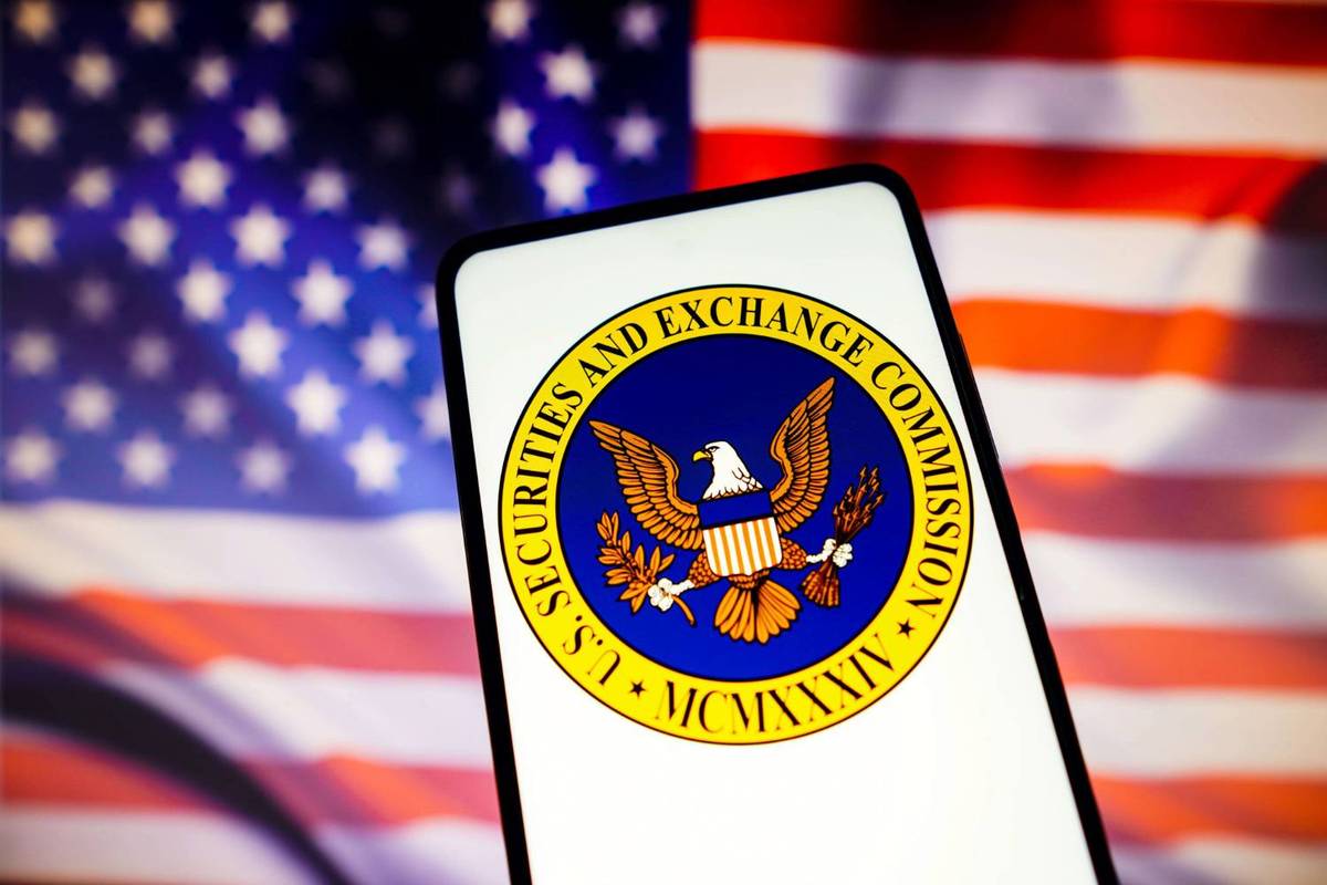 US Securities and Exchange Commission logo with US flag in background.
