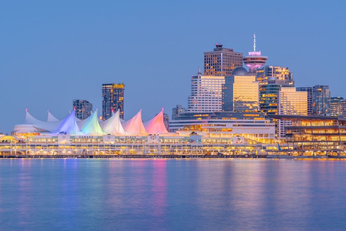 Vancouver Convention Center and skyline.