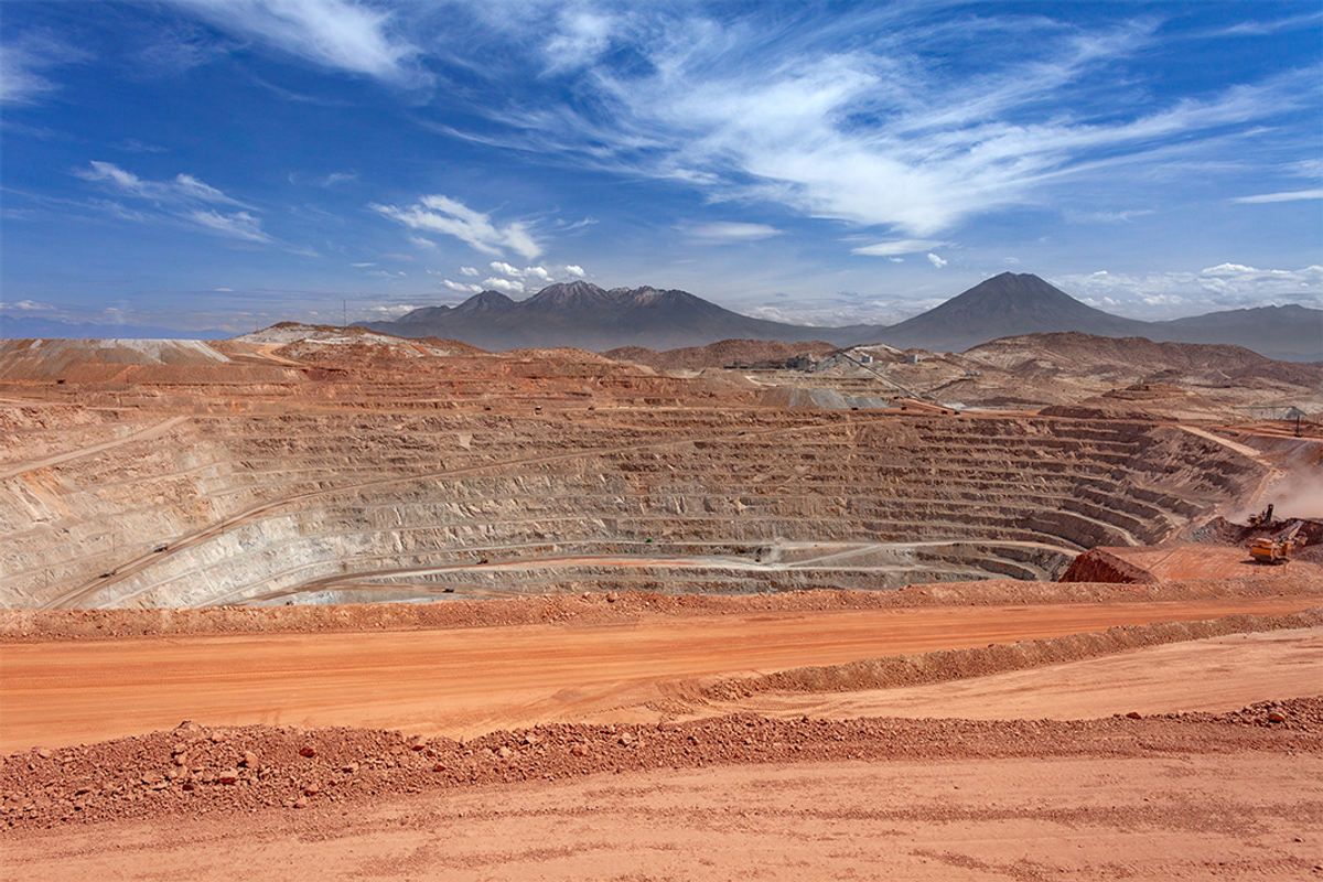View of open-pit copper mine in Peru.