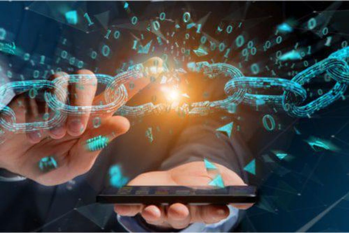 virtual chain breaking above cell phone