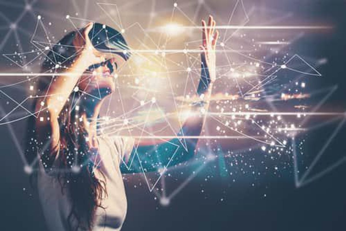woman using VR headset